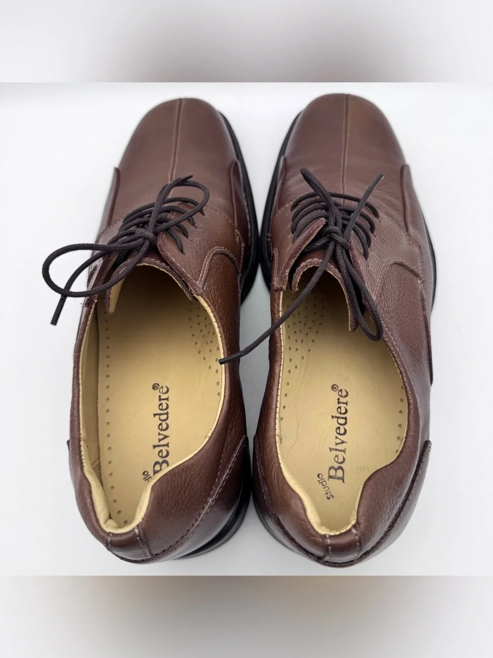 Studio Belvedere Bay Bridge Brown Pebble Leather Derby Dress Shoes Men Size 11 D